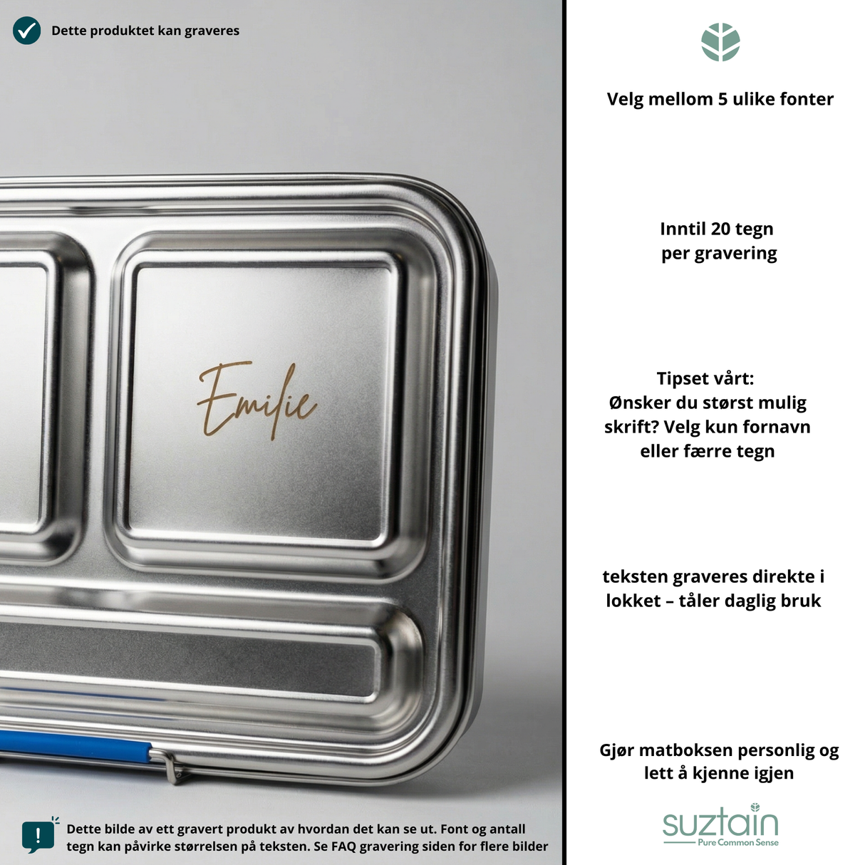 Suztain Matboks i Stål med 5 Rom - Hvit