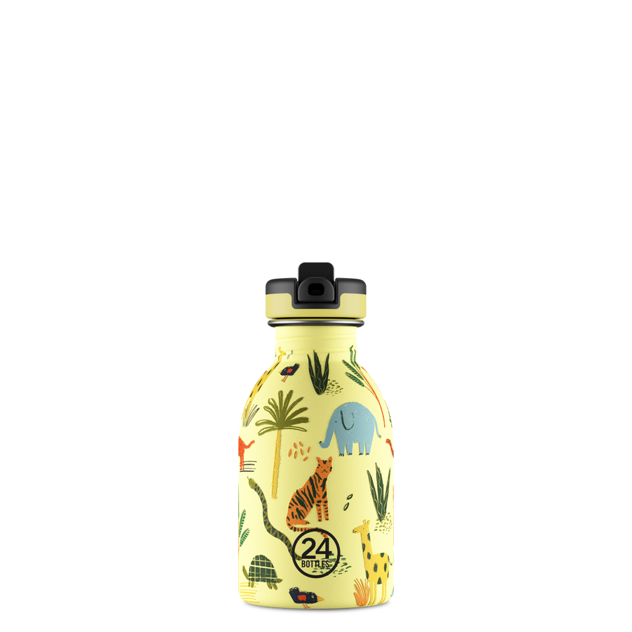 24Bottles Urban Drikkeflaske Barn 250 ml - Jungle Friends sett forfra, med drikketut