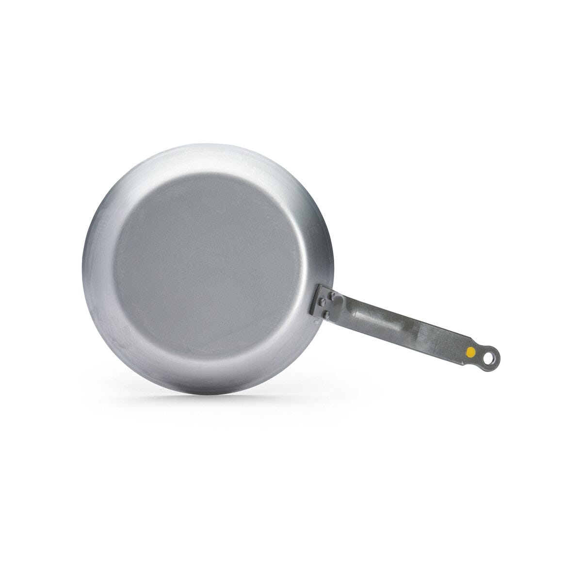 Undersiden av de Buyer Mineral B 28 cm stekepanne i karbonstål, kompatibel med alle koketopper inkludert induksjon.