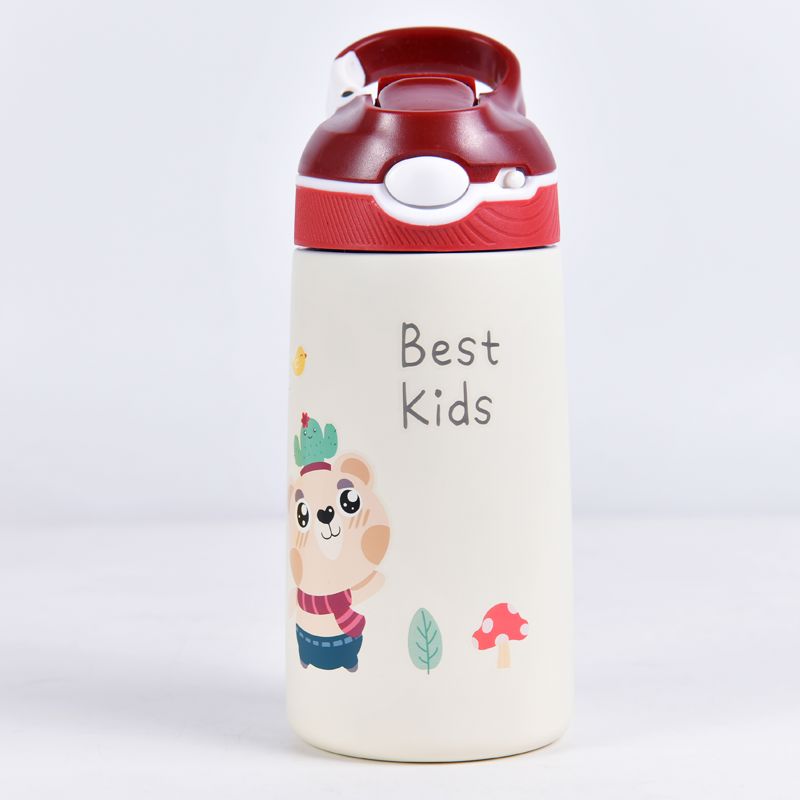 Drikkeflaske Barn med Sugerør 400 ml - Rød Suztain