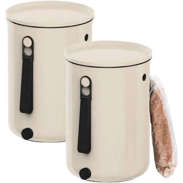 2 stk Bokashi Kompostbøtter 2.0 Startsett – Hvit - Suztain.no