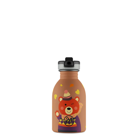 24Bottles Urban Drikkeflaske Barn 250 ml - Sweet Bear med hendig tut som gjør det lett å drikke, sett forfra