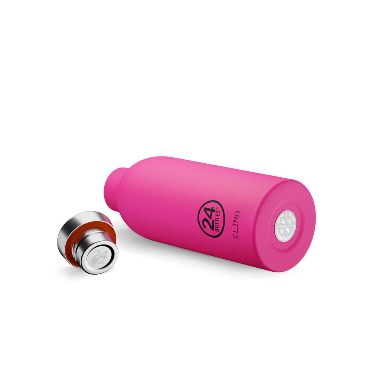 24Bottles Clima Bottle Passion Pink – Rustfri termosflaske med bred åpning, enkel rengjøring og fylling av isbiter