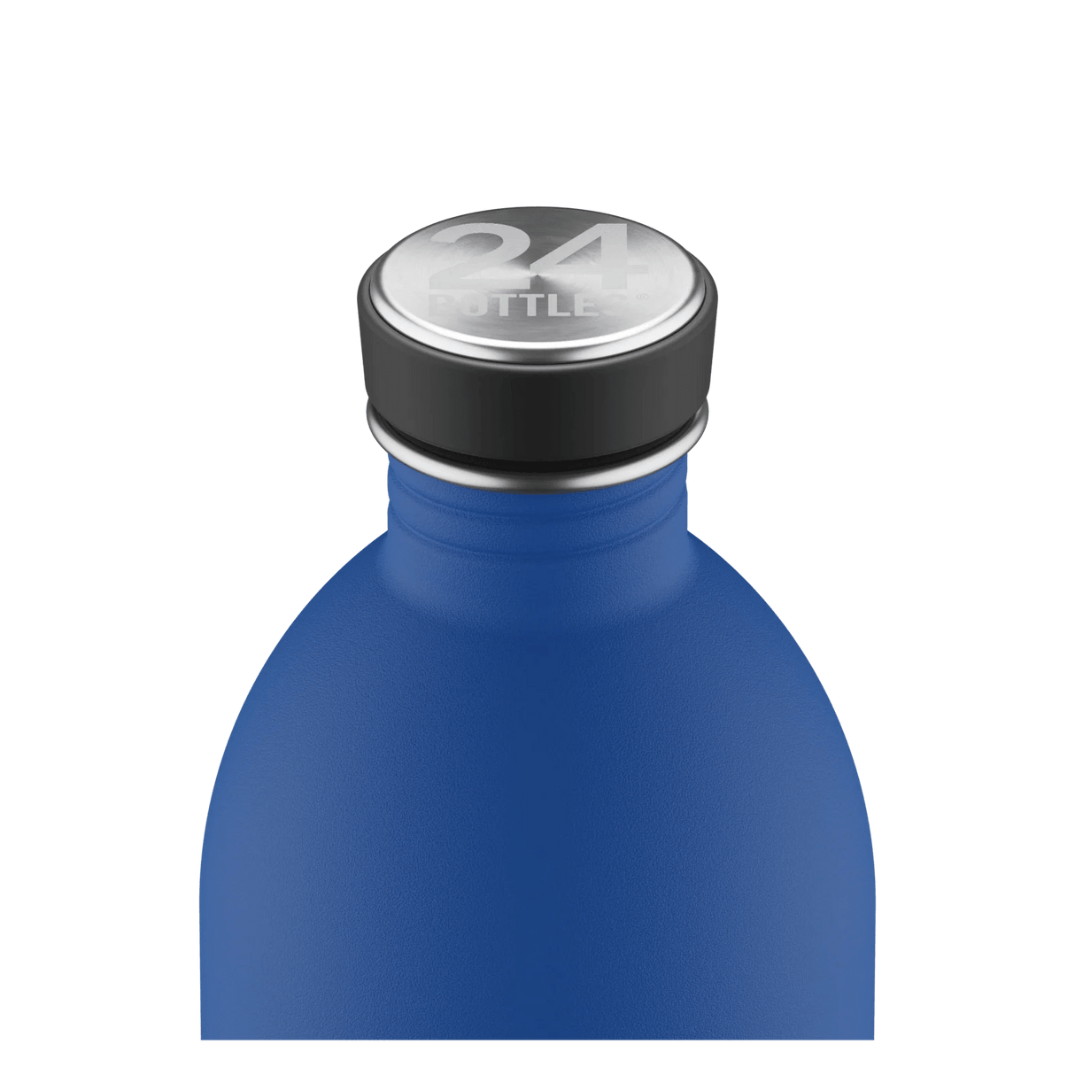 24Bottles Urban Drikkeflaske 1000 ml Gold Blue i rustfritt stål, nærbilde av flaskehals og kork