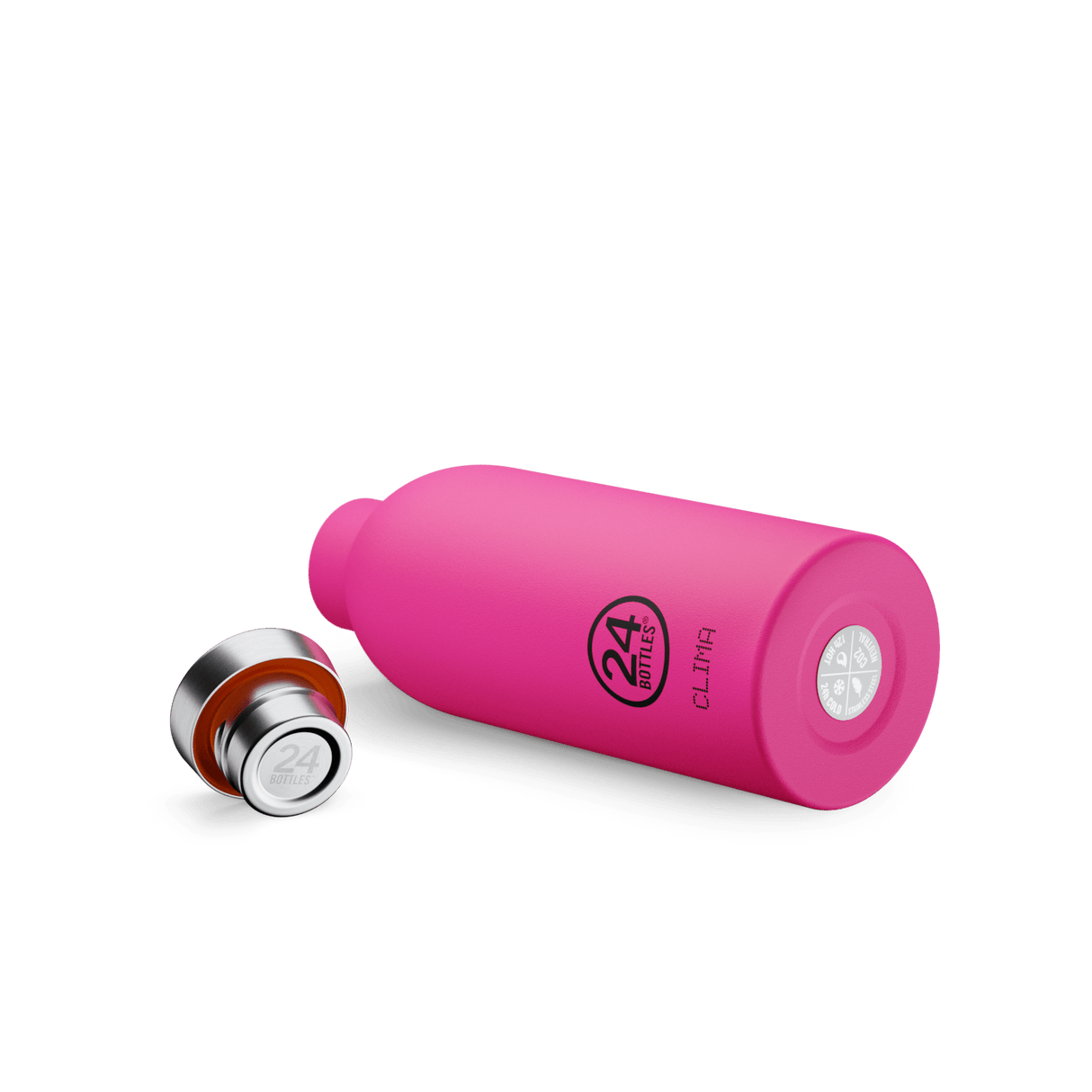 24Bottles Clima Bottle Passion Pink – Rustfri termosflaske med bred åpning, enkel rengjøring og fylling av isbiter