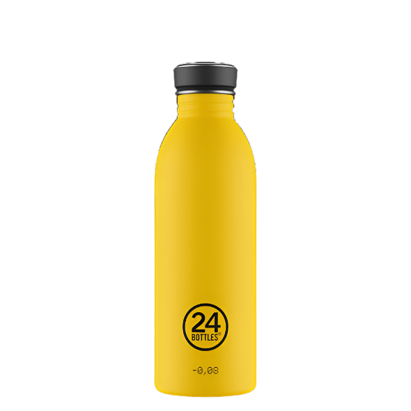 24Bottles Urban drikkeflaske 500 ml i taxi-gul farge med sort lokk i minimalistisk design