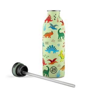 24Bottles Urban drikkeflaske barn 500 ml med dinosaurmønster i fargerik design
