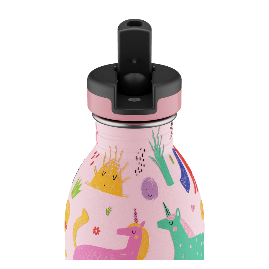 24Bottles Urban Drikkeflaske Barn 500 ml med magiske figurer og rosa lokk