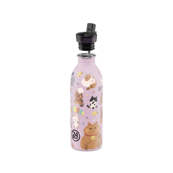 24Bottles Urban Drikkeflaske Barn 500 ml Meow Friends i rustfritt stål, detaljbilde