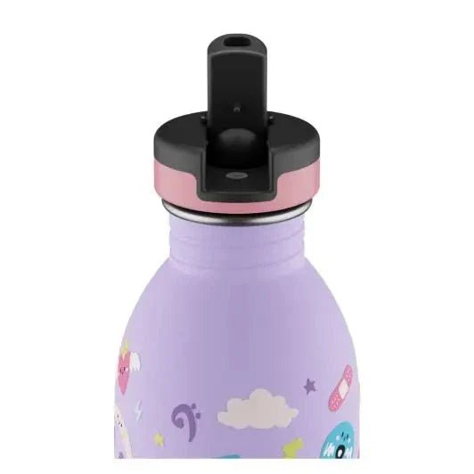 24Bottles Urban Drikkeflaske Barn 500 ml Music Friends i rustfritt stål, med rosa og svart drikketut