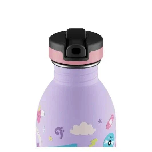 24Bottles Urban Drikkeflaske Barn 500 ml Music Friends i rustfritt stål, nærbilde av korken