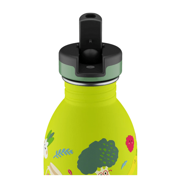 24Bottles Urban Drikkeflaske Barn 500 ml - Veggie Friends øvre halvdel- Suztain.no