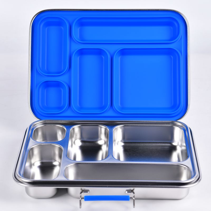 Suztain Matboks i Stål med 5 Rom - Blå Suztain