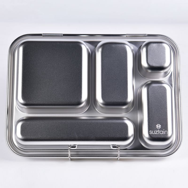 Suztain Matboks i Stål med 5 Rom - Blå Suztain