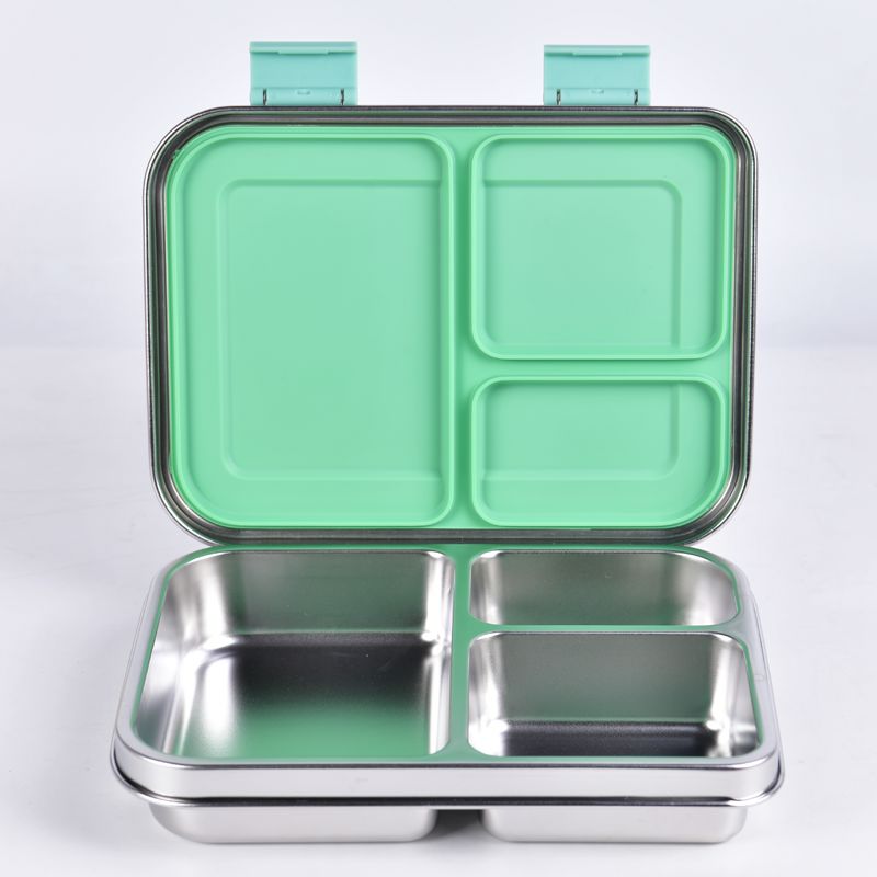 Suztain Matboks i Stål med 3 Rom - Grønn Suztain