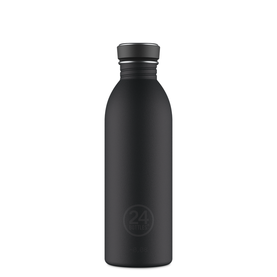 24Bottles Urban Drikkeflaske 500 ml - Tuxedo Black sett forfra på hvit bakgrunn