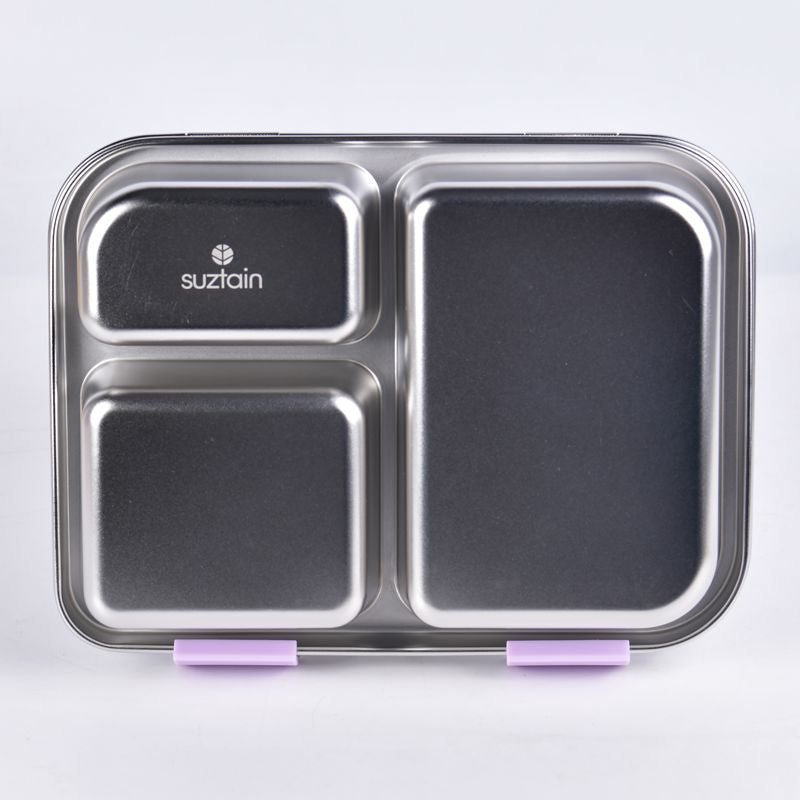 Suztain Matboks i Stål med 3 Rom - Lilla Suztain