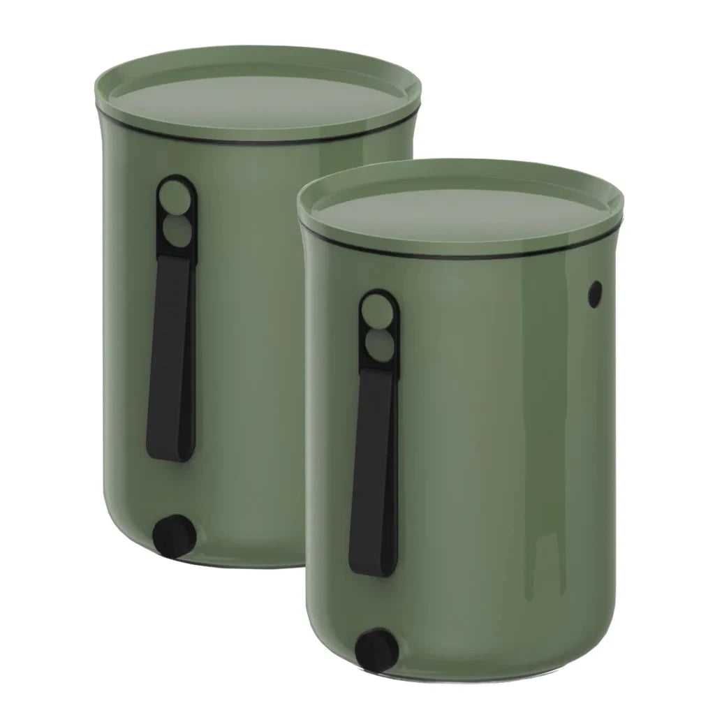 Bokashi 2.0 Startpakke med 2 bøtter og 1 kg Bokashistrø - Khaki Bokashi