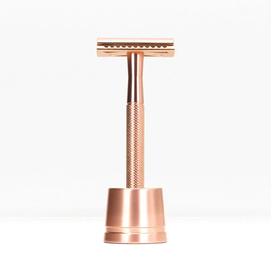 Bambaw Safety Razor med holder - Rose Gold - Suztain.no