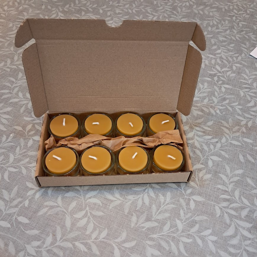 Bistad Telys Bivoks - Med Glassholder 19g - 8 stk Bistad