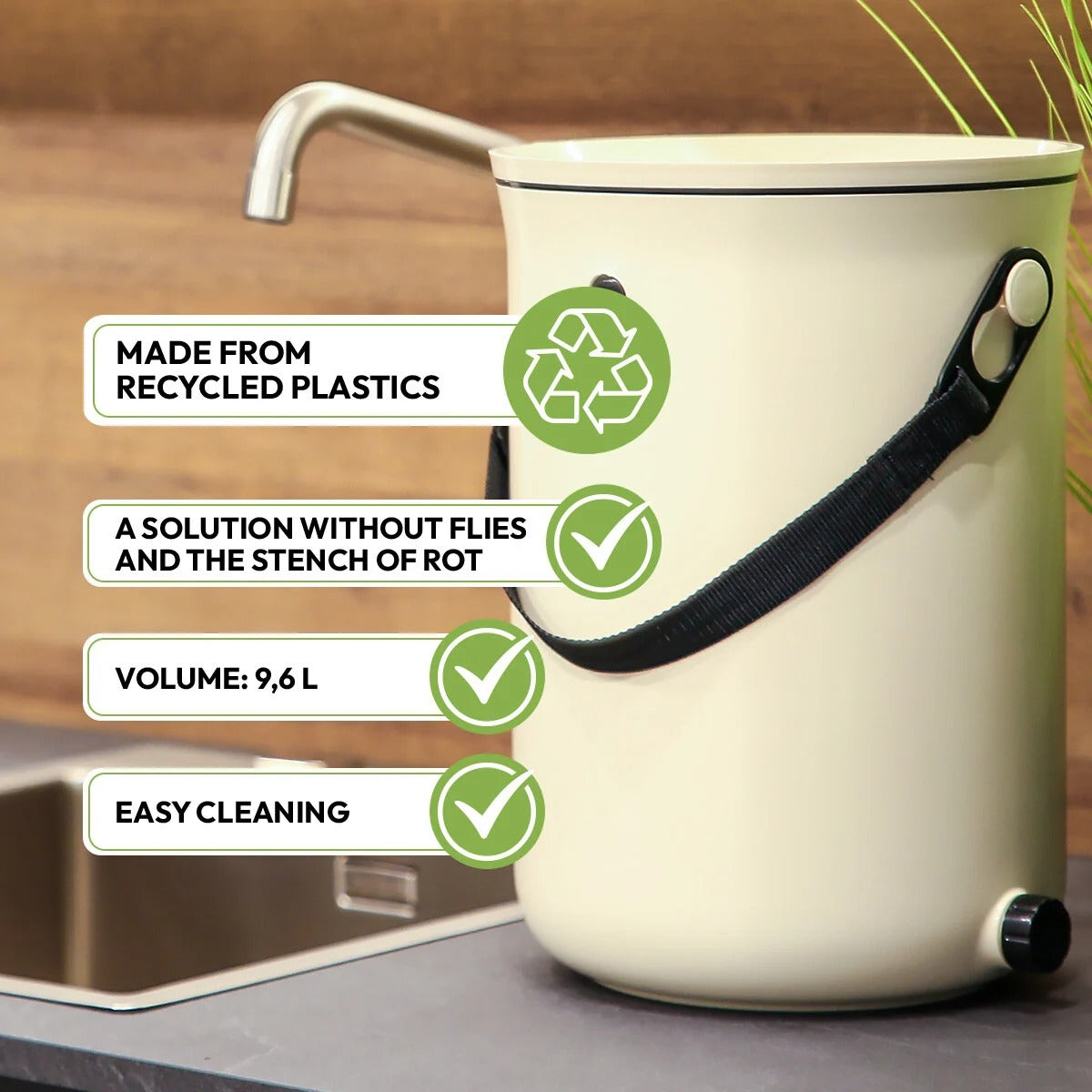 Bokashi Kompostbøtte 2.0 inkl. 1 kg strø - Hvit Bokashi