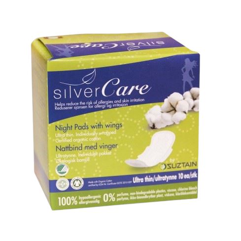 Silvercare by Suztain - Natbind med vinger - 10 stk - Ultra Tynd - Suztain.no