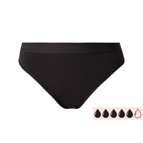 Comfydence Get Cozy Menstruse i svart, designet for heavy flow. Middels høy truse med ekstra absorberende kjerne, behagelig passform og gjenbrukbar for trygg, lekkasjefri beskyttelse