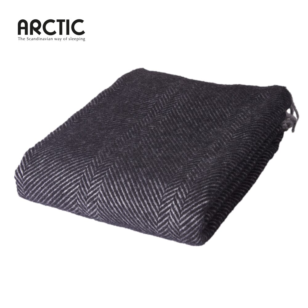 Arctic Ullpledd Herringbone 130x200 cm - Black