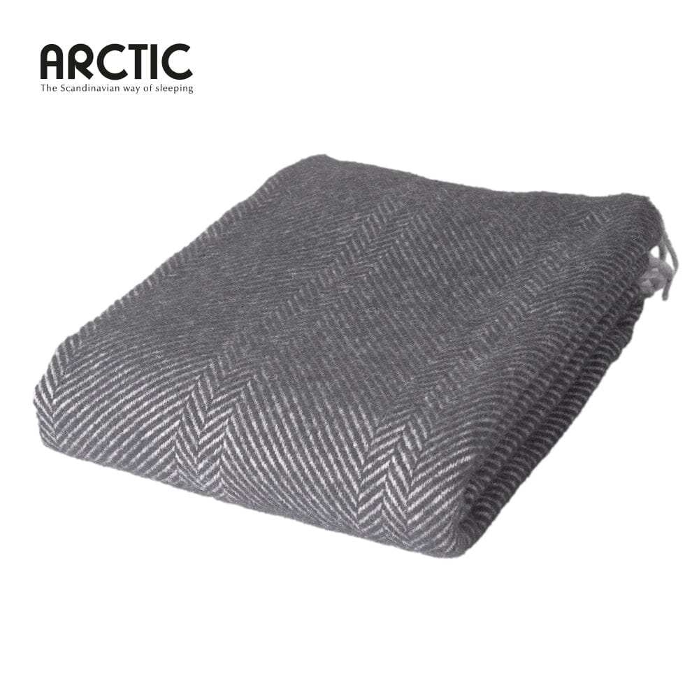 Arctic Ullpledd Herringbone 130x200 cm- Dark Grey