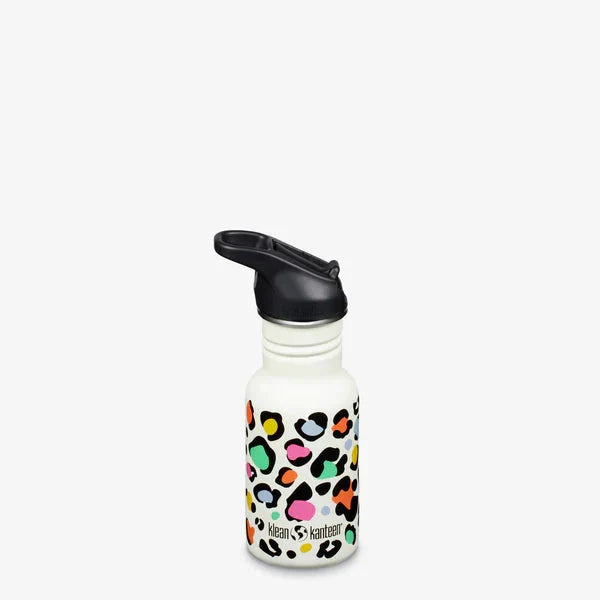 Klean Kanteen Drikkedunk Børn 355ml Sports Cap Med Sugerør - Leopard Print
