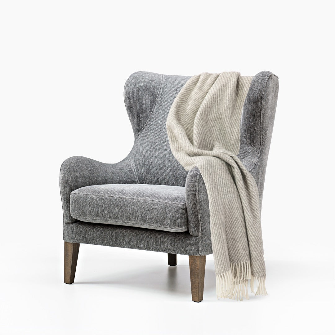 Læsø Ullpledd 140x240 cm - Lys Grå Diagonal Læsø Garnspinderi