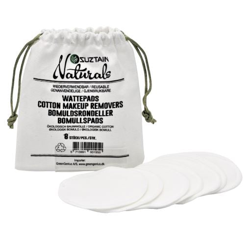 Suztain gjenbrukbare bomullspads – 8 stk - Suztain.no