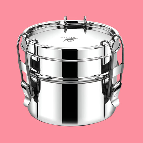 Pulito Airtight Bento Matboks i rustfritt stål med lufttett design og BPA-fri silikon – ideell for lunsj, skole og reise.