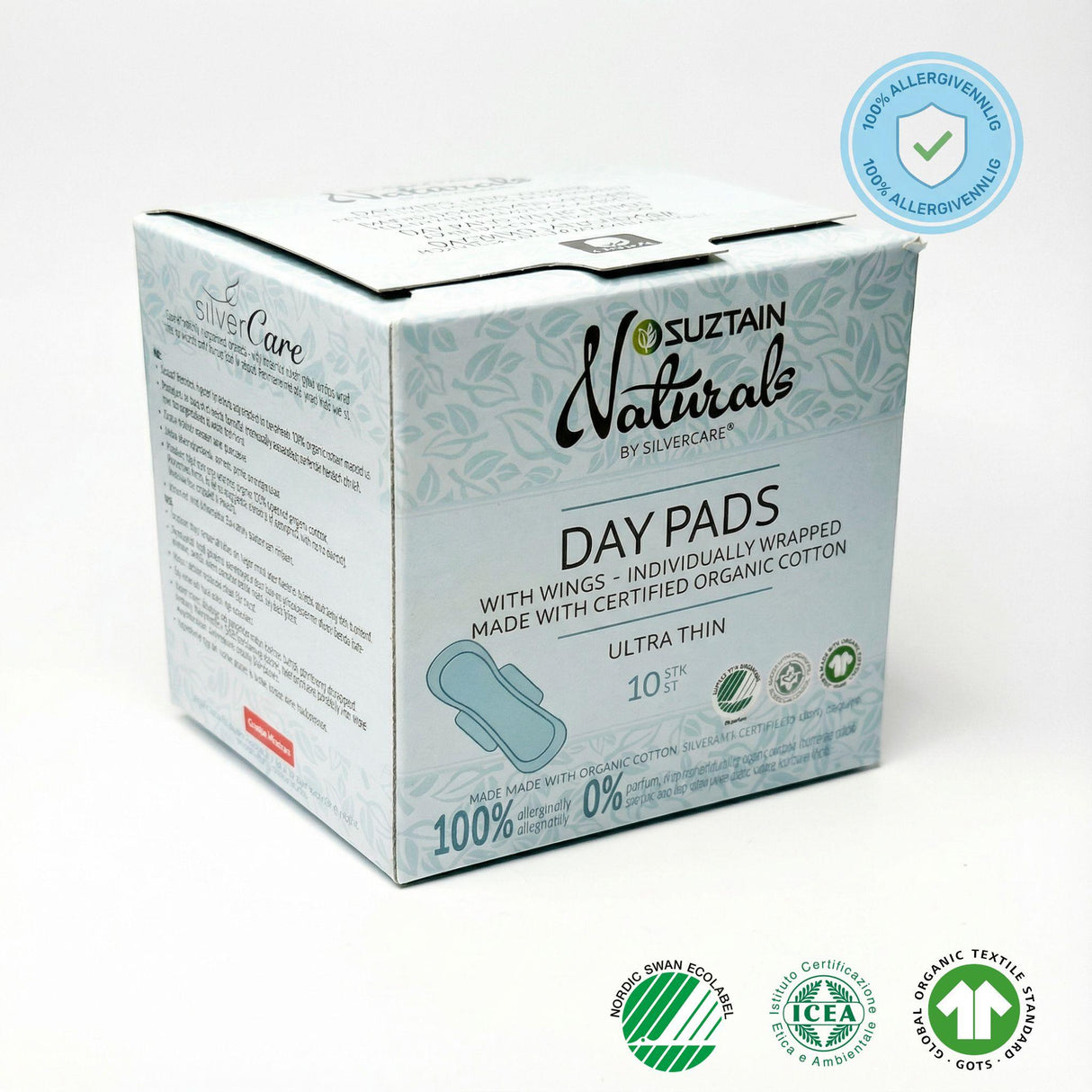 Silvercare® by Suztain Ultratynn med Vinger - Dagbind (10stk)