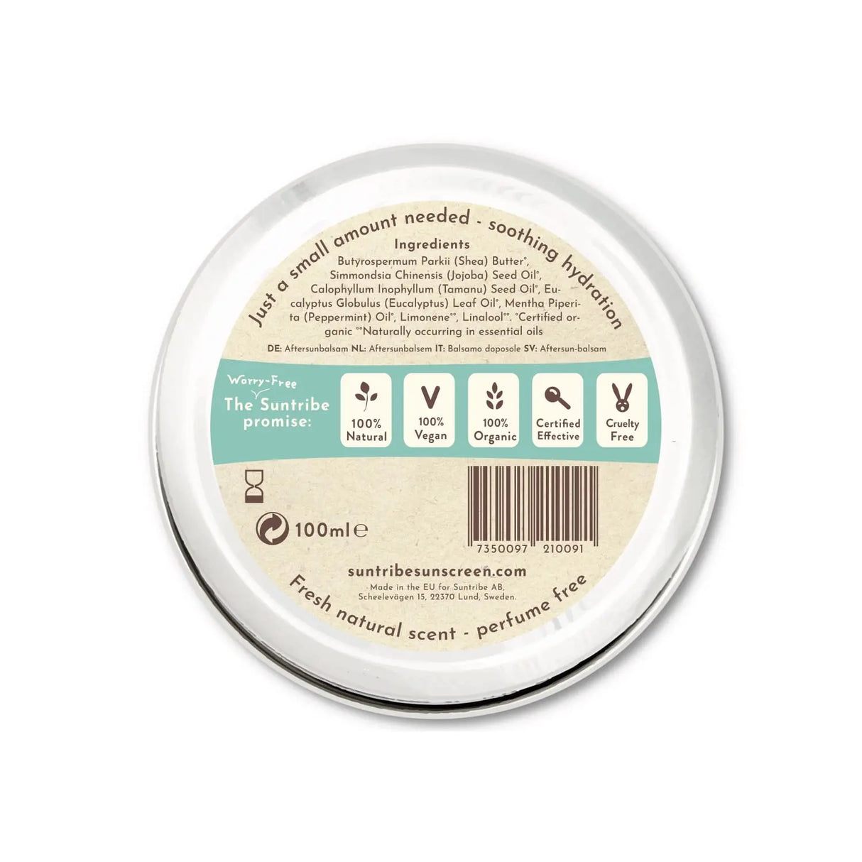 Suntribe All Natural Aftersun Balm Eucalyptus & Jojoba, 100 ml - Suztain.no