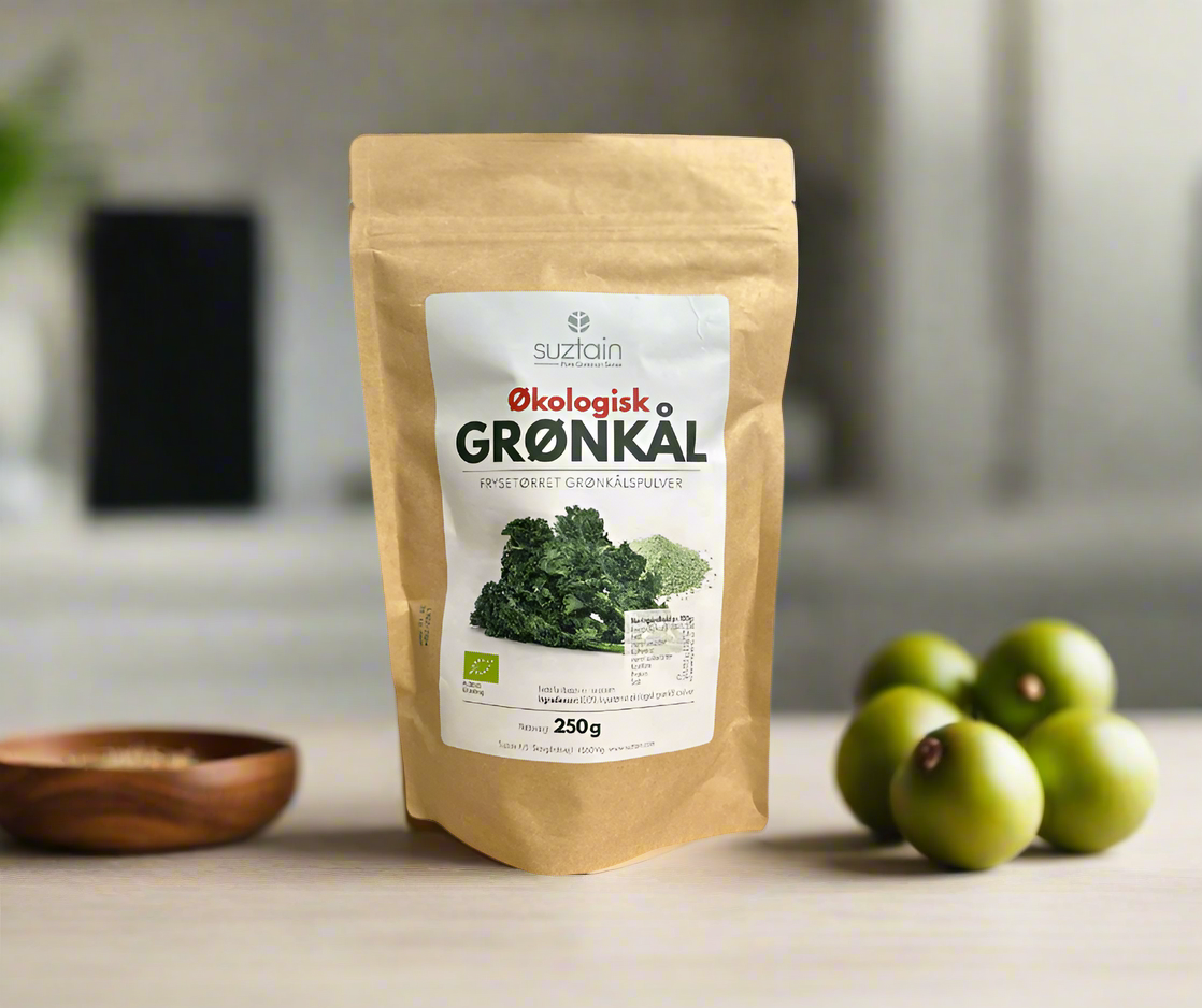 Suztain Økologisk Frysetørket Grønnkålspulver - 250 Gram - Suztain.no