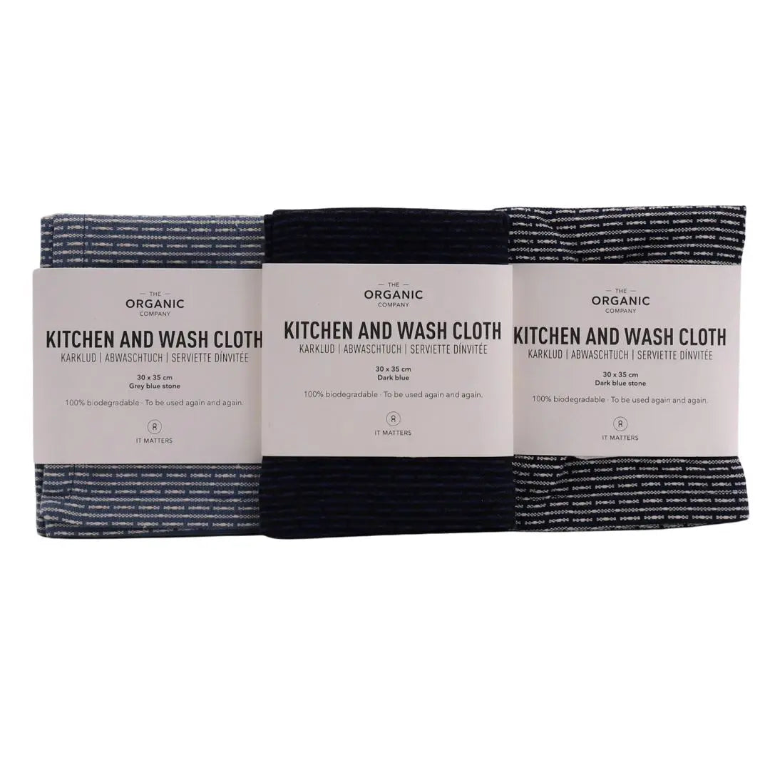 The Organic Company 3 Økologiske Karklude - Ocean Color - Suztain.no