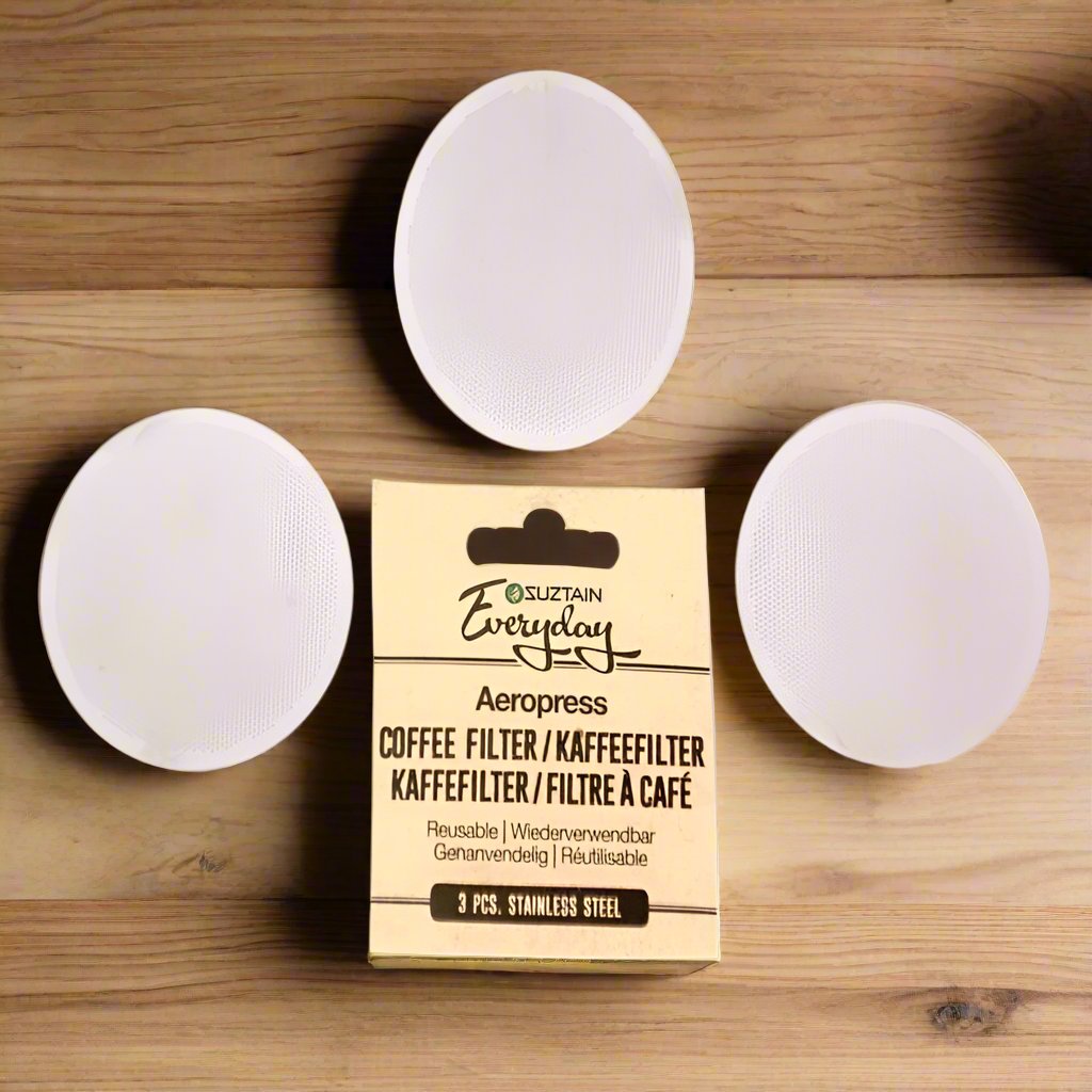 Suztain Aeropress kaffefilter - Rustfritt stål - 3 stk - Suztain.no
