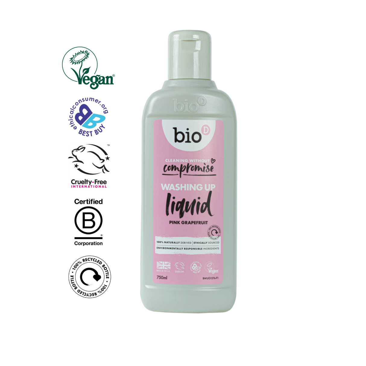 BIO-D - Flytende oppvaskmiddel - Grapefrukt - 750ml - Suztain.no