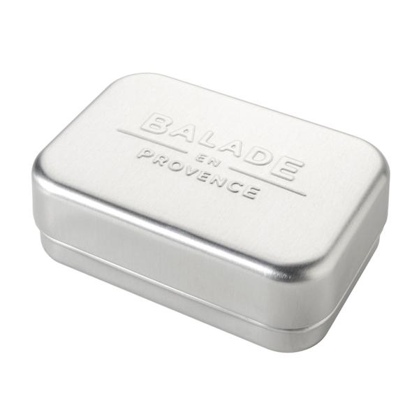 Balade en Provence Reisetui Såpeholder 10x7x3,6cm Sølv i aluminium, lukket og sett ovenfra