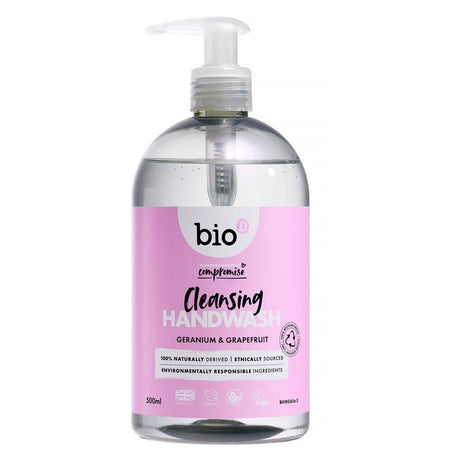BIO-D Antibakteriell Håndsåpe - Geranium & Grapefrukt Duft - 500ml - Suztain.no