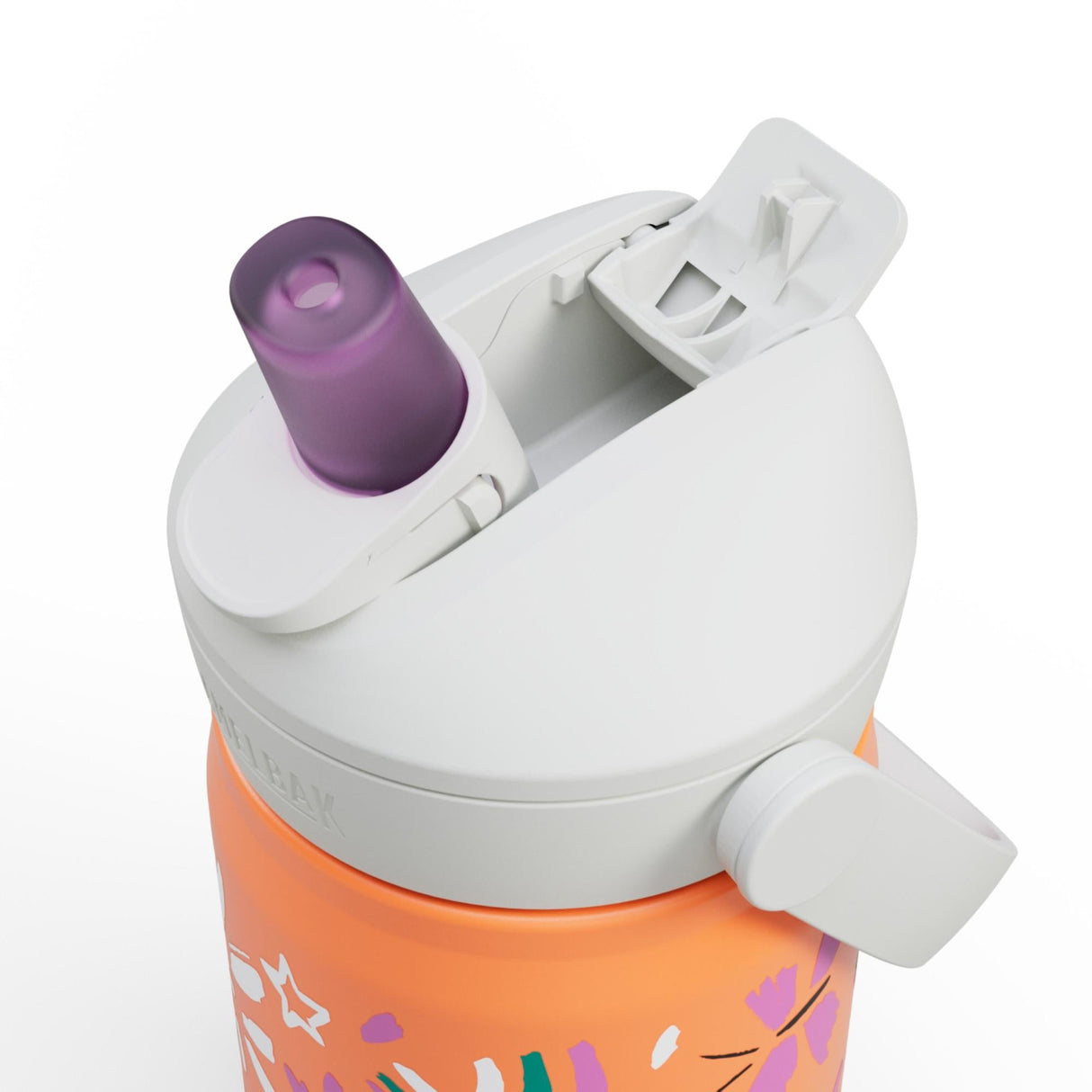 CamelBak Thrive Flip Straw Kids Drikkeflaske 0,35L Butterfly Rainbow i rustfritt stål, nærbilde av drikketut