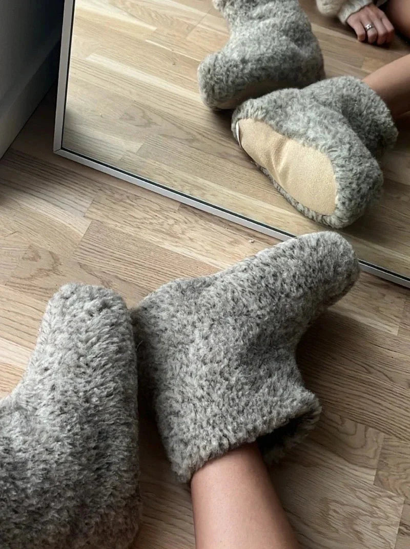 The Cozy Sheep Uldhjemmesko – Lysegrå (Høj model)