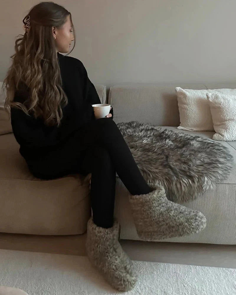 The Cozy Sheep Uldhjemmesko – Lysegrå (Høj model)