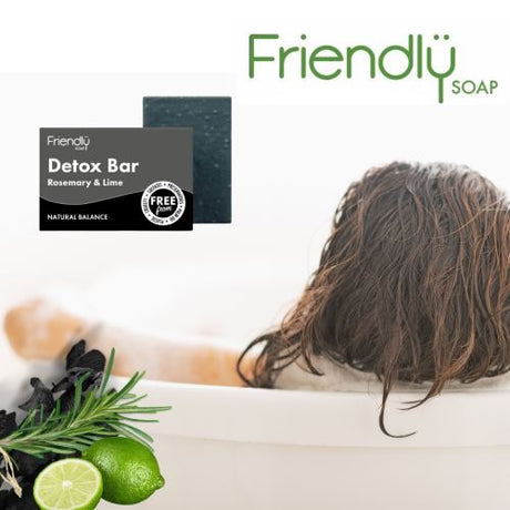 Friendly - Detox bar med rosmarin, lime & kull - 95 gram - Suztain.no