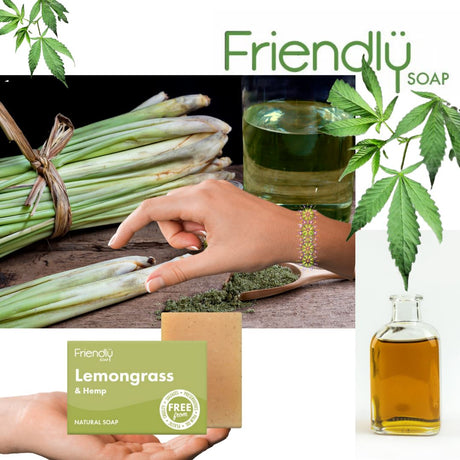 Friendly Såpestykke - Sitrongress & Hamp - 95 gram - Suztain.no