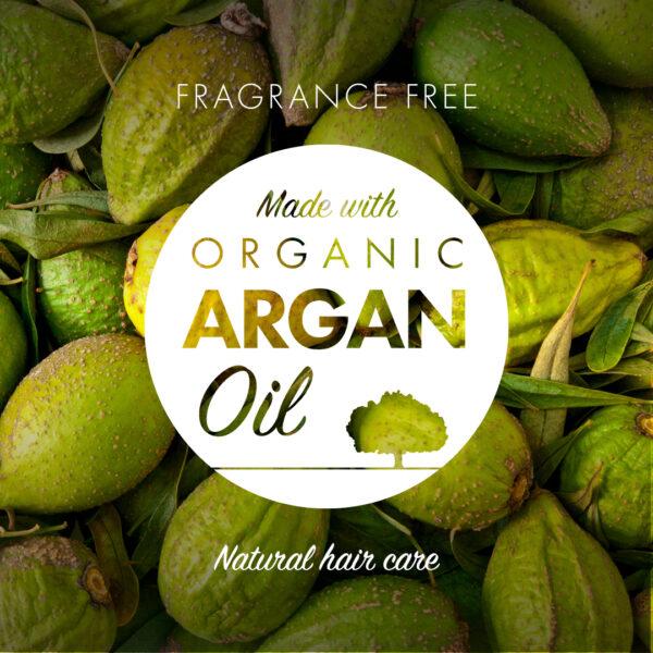 Friendly Sjampobar Uparfymert 95 gram hvit i arganfrukt med tekst "Made with Organic Argan Oil
