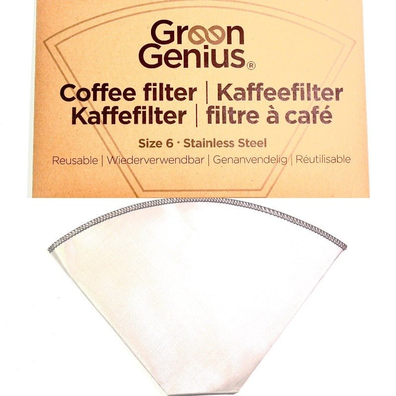 GreenGenius gjenbrukbart kaffefilter størrelse 6 - Rustfritt stål - Suztain.no