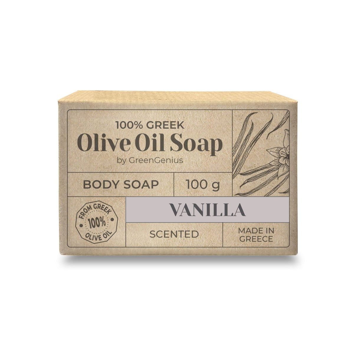 GreenGenius Olivensåpe - Vanilje - Suztain.no