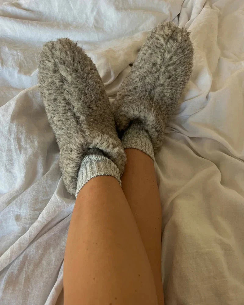 The Cozy Sheep Uldhjemmesko – Lysegrå (Lav model)